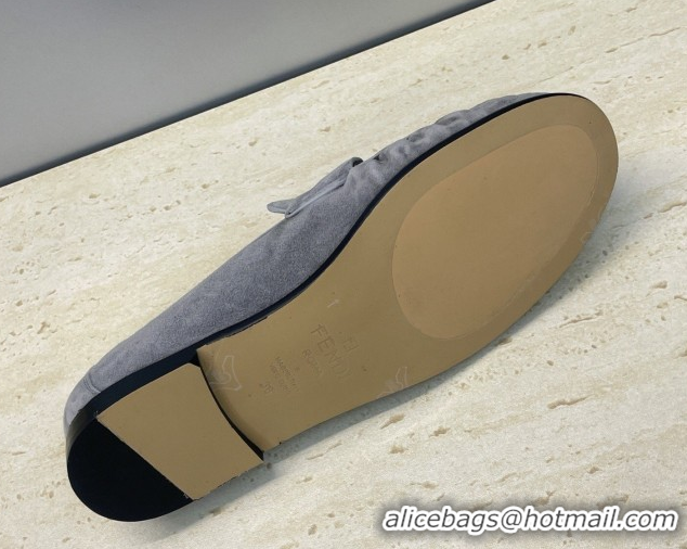 Low Price Fendi Baguette Flat Loafers in Leather FE121603 Suede Grey 2026