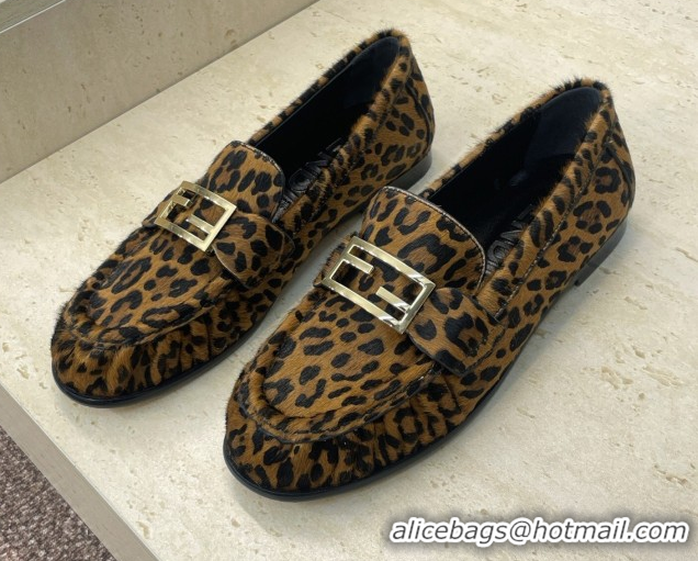 Grade Quality Fendi Baguette Flat Loafers in Leather FE121603 Leopard Print 2026