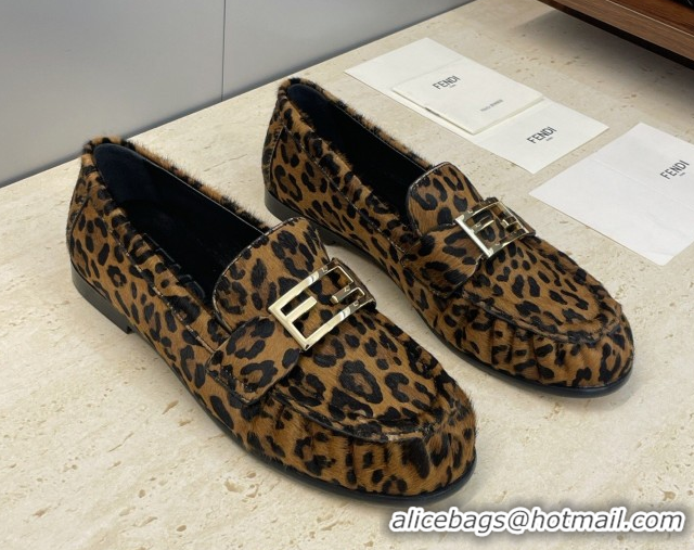Grade Quality Fendi Baguette Flat Loafers in Leather FE121603 Leopard Print 2026