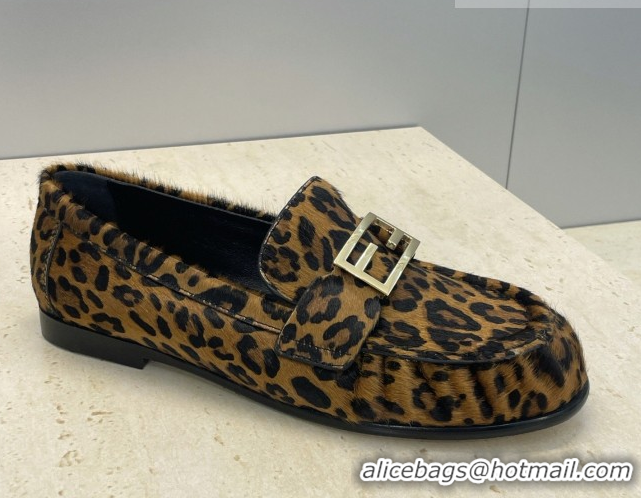 Grade Quality Fendi Baguette Flat Loafers in Leather FE121603 Leopard Print 2026