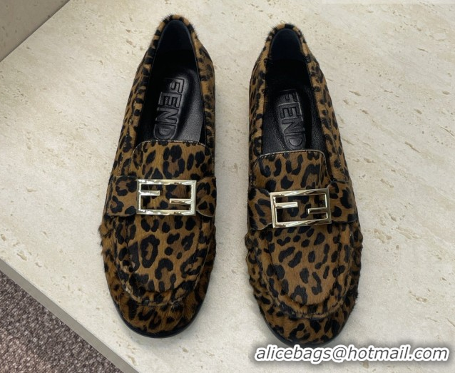 Grade Quality Fendi Baguette Flat Loafers in Leather FE121603 Leopard Print 2026