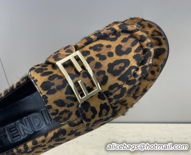 Grade Quality Fendi Baguette Flat Loafers in Leather FE121603 Leopard Print 2026