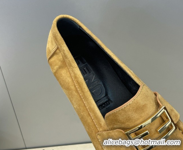 Best Grade Fendi Baguette Flat Loafers in Leather FE121603 Suede Yellow 2026