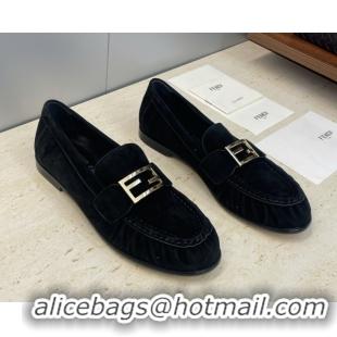 Good Looking Fendi Baguette Flat Loafers in Leather FE121603 Suede Black 2026