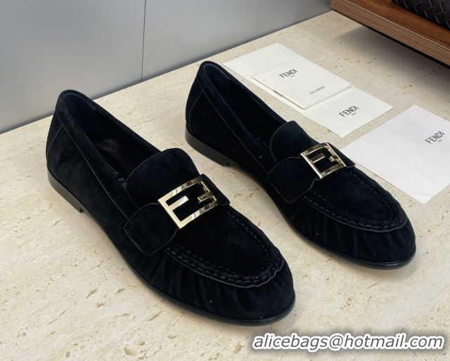 Good Looking Fendi Baguette Flat Loafers in Leather FE121603 Suede Black 2026