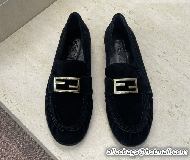 Good Looking Fendi Baguette Flat Loafers in Leather FE121603 Suede Black 2026