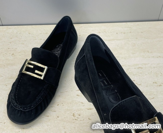 Good Looking Fendi Baguette Flat Loafers in Leather FE121603 Suede Black 2026