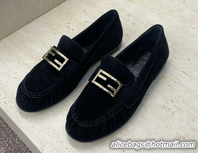 Good Looking Fendi Baguette Flat Loafers in Leather FE121603 Suede Black 2026