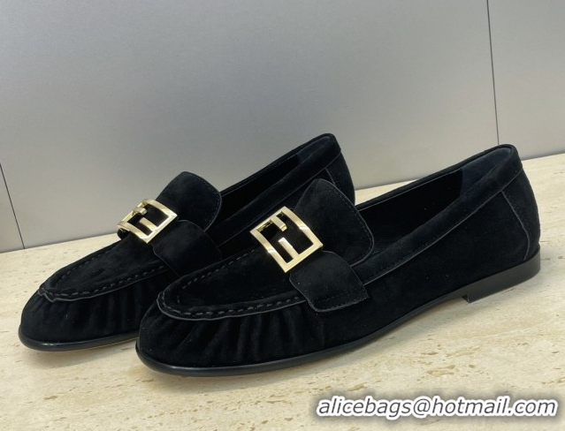 Good Looking Fendi Baguette Flat Loafers in Leather FE121603 Suede Black 2026