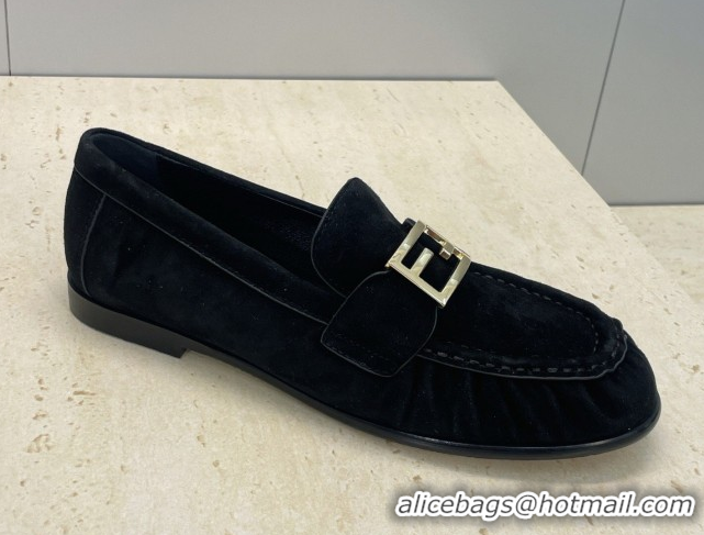 Good Looking Fendi Baguette Flat Loafers in Leather FE121603 Suede Black 2026