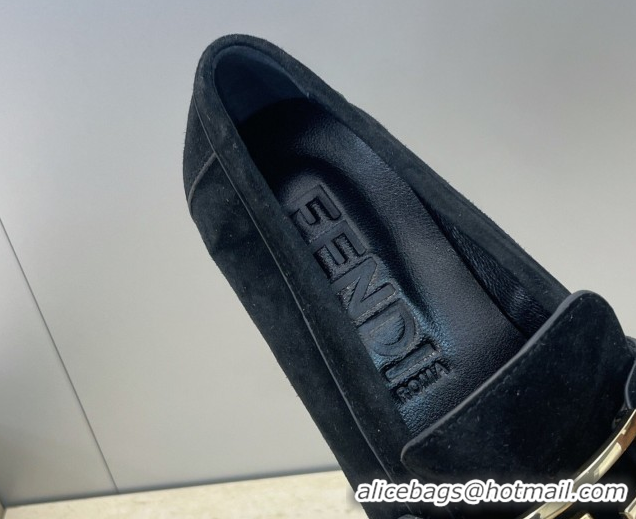 Good Looking Fendi Baguette Flat Loafers in Leather FE121603 Suede Black 2026