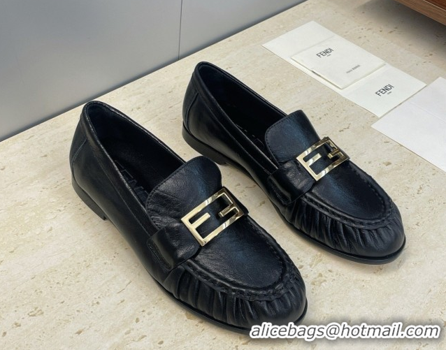 Purchase Fendi Baguette Flat Loafers in Leather FE121603 Black 2026