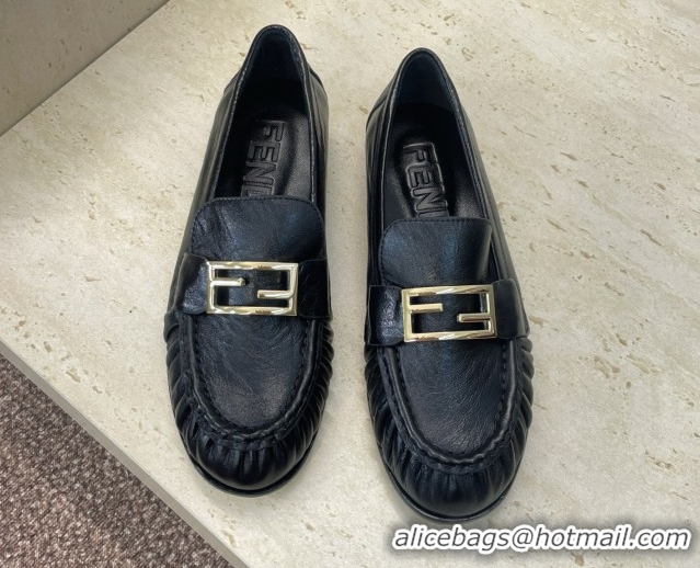Purchase Fendi Baguette Flat Loafers in Leather FE121603 Black 2026