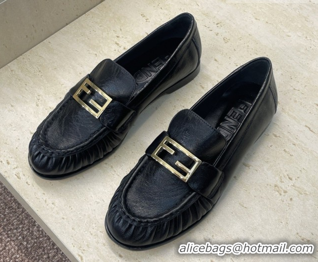 Purchase Fendi Baguette Flat Loafers in Leather FE121603 Black 2026