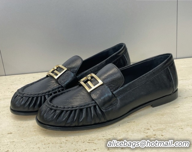 Purchase Fendi Baguette Flat Loafers in Leather FE121603 Black 2026
