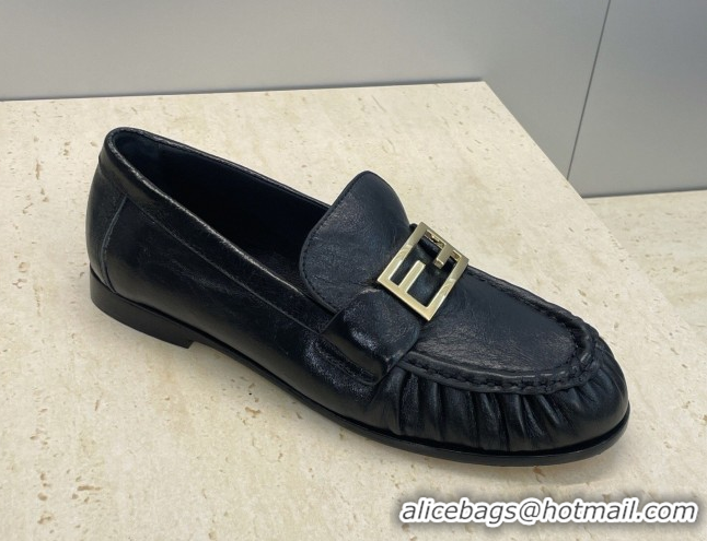 Purchase Fendi Baguette Flat Loafers in Leather FE121603 Black 2026