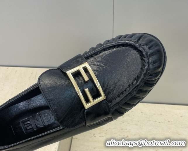 Purchase Fendi Baguette Flat Loafers in Leather FE121603 Black 2026