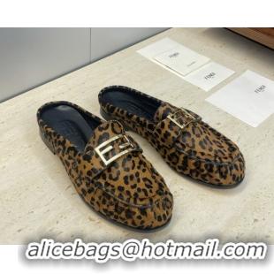 Top Design Fendi Baguette Flat Loafer Mules in FE121603 Leopard Print 2026