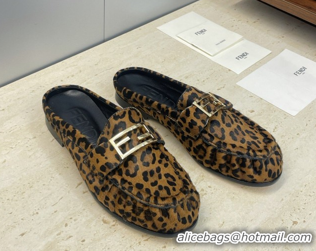 Top Design Fendi Baguette Flat Loafer Mules in FE121603 Leopard Print 2026