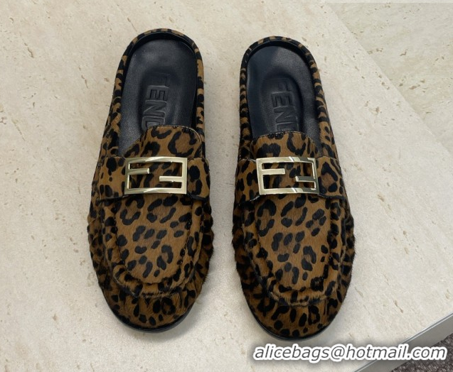 Top Design Fendi Baguette Flat Loafer Mules in FE121603 Leopard Print 2026