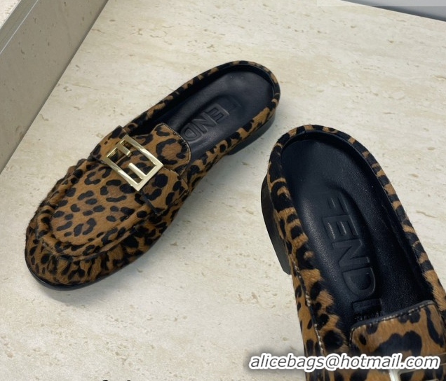Top Design Fendi Baguette Flat Loafer Mules in FE121603 Leopard Print 2026