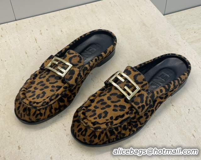 Top Design Fendi Baguette Flat Loafer Mules in FE121603 Leopard Print 2026