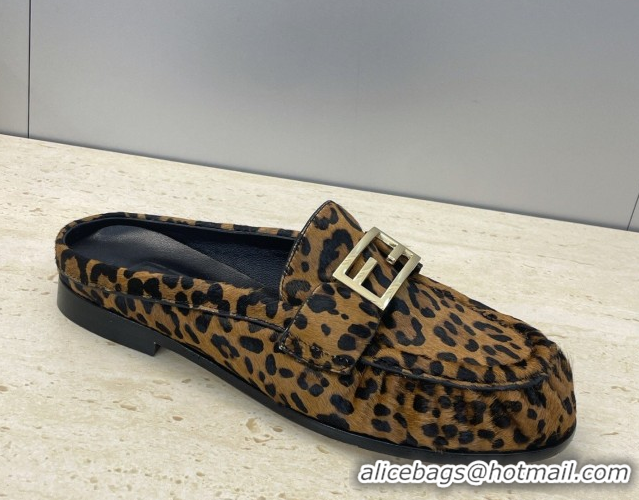 Top Design Fendi Baguette Flat Loafer Mules in FE121603 Leopard Print 2026
