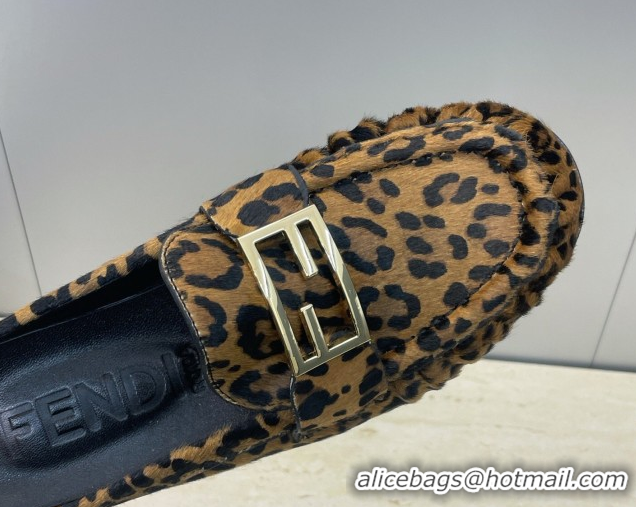 Top Design Fendi Baguette Flat Loafer Mules in FE121603 Leopard Print 2026