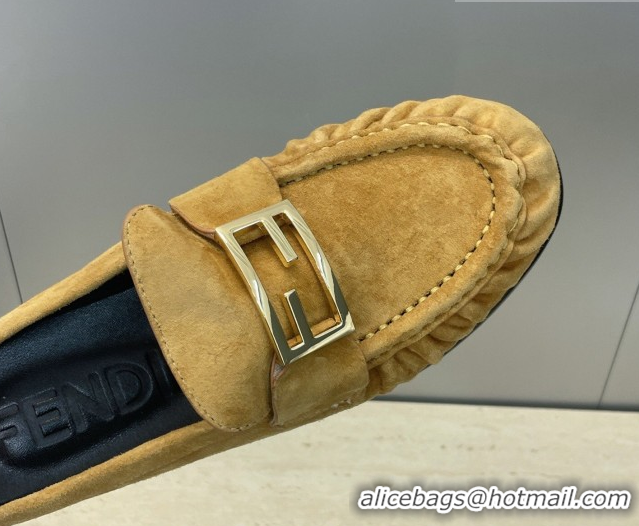 Good Product Fendi Baguette Flat Loafer Mules in FE121603 Suede Yellow 2026
