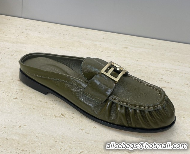 Top Grade Fendi Baguette Flat Loafer Mules in FE121603 Green 2026