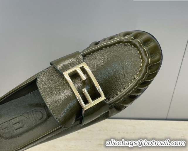 Top Grade Fendi Baguette Flat Loafer Mules in FE121603 Green 2026