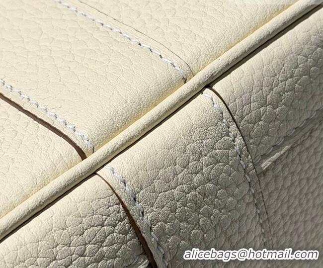 Promotional Hermes Garden Party Bag 30cm in Grained Leather 31001 Cream White 2026 (Half Handmade)
