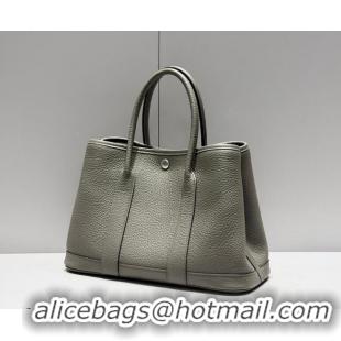 Discount Hermes Garden Party Bag 30cm in Grained Leather 31001 Cloud Grey 2026 (Half Handmade)