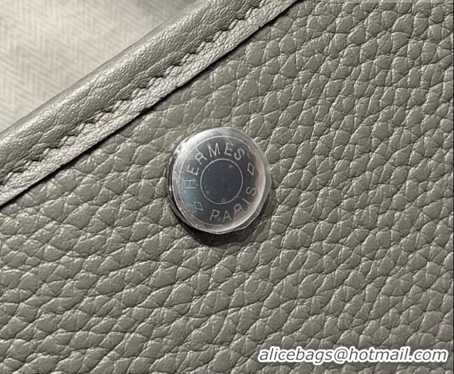Discount Hermes Garden Party Bag 30cm in Grained Leather 31001 Cloud Grey 2026 (Half Handmade)