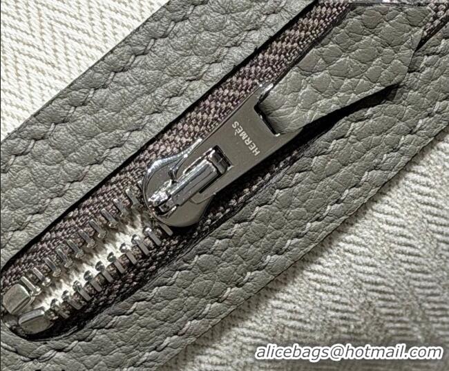 Discount Hermes Garden Party Bag 30cm in Grained Leather 31001 Cloud Grey 2026 (Half Handmade)