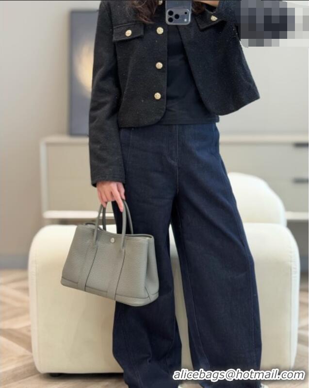 Discount Hermes Garden Party Bag 30cm in Grained Leather 31001 Cloud Grey 2026 (Half Handmade)