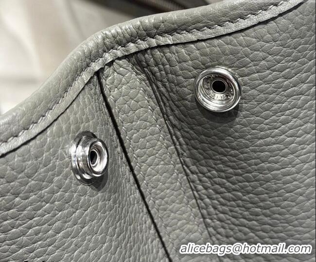 Discount Hermes Garden Party Bag 30cm in Grained Leather 31001 Cloud Grey 2026 (Half Handmade)