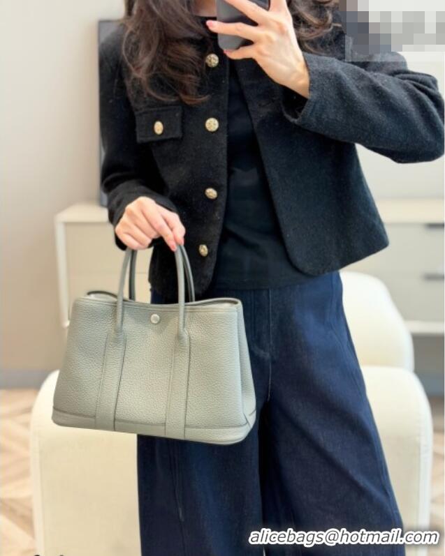 Discount Hermes Garden Party Bag 30cm in Grained Leather 31001 Cloud Grey 2026 (Half Handmade)