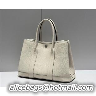 Hot Sell Cheap Hermes Garden Party Bag 30cm in Grained Leather 31001 Glacier White 2026 (Half Handmade)