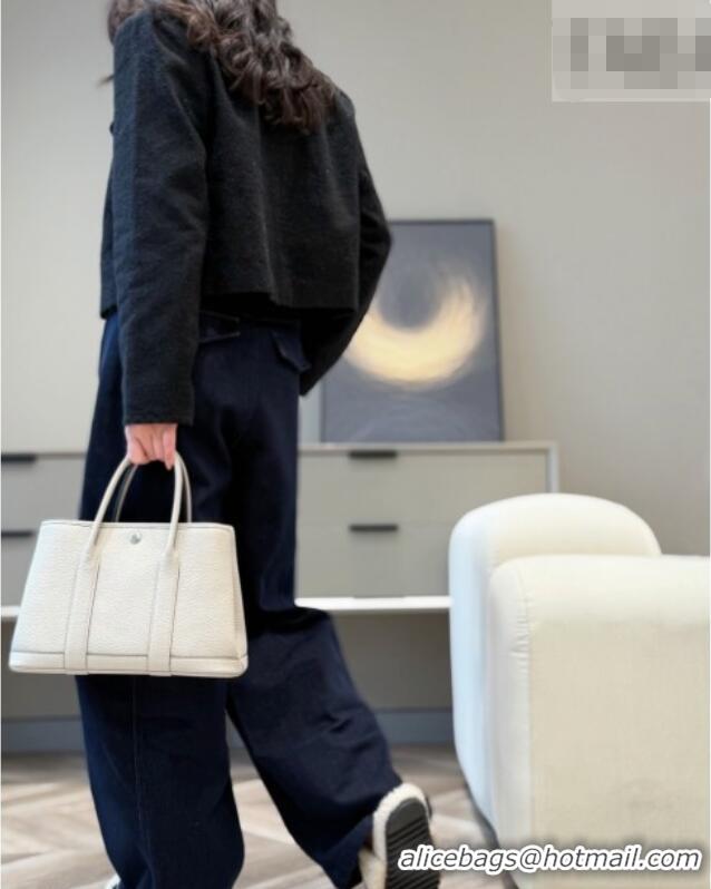 Hot Sell Cheap Hermes Garden Party Bag 30cm in Grained Leather 31001 Glacier White 2026 (Half Handmade)