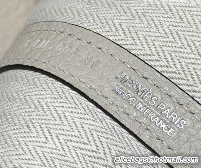 Hot Sell Cheap Hermes Garden Party Bag 30cm in Grained Leather 31001 Glacier White 2026 (Half Handmade)