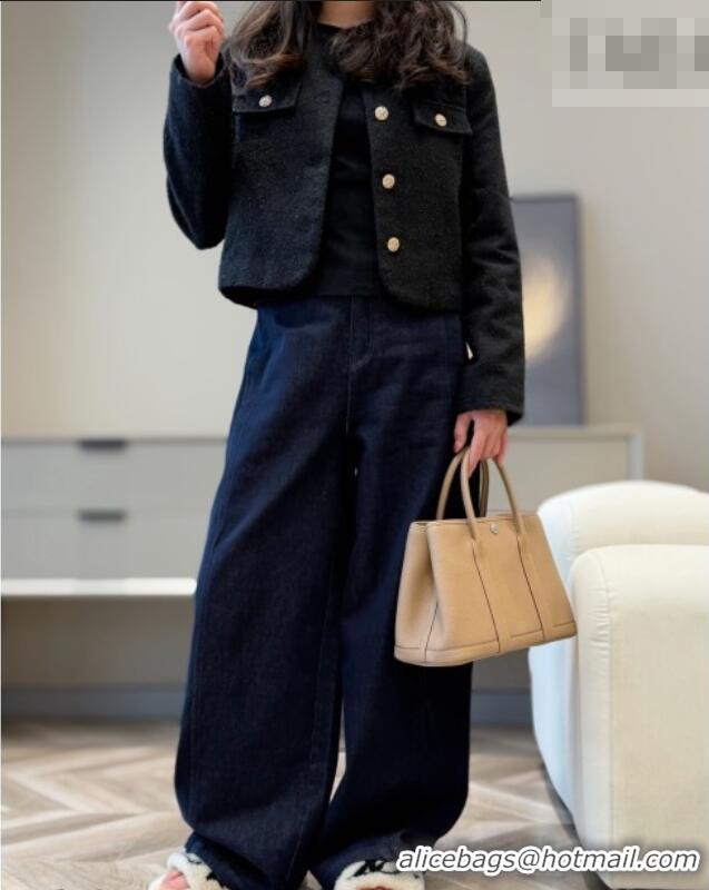 Top Grade Hermes Garden Party Bag 30cm in Grained Leather 31001 Coat Beige 2026 (Half Handmade)