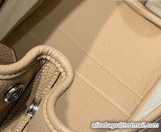 Top Grade Hermes Garden Party Bag 30cm in Grained Leather 31001 Coat Beige 2026 (Half Handmade)