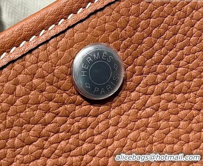 Buy Fashionable Hermes Garden Party Bag 30cm in Grained Leather 31001 Golden Brown 2026 (Half Handmade)