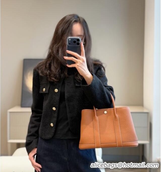 Buy Fashionable Hermes Garden Party Bag 30cm in Grained Leather 31001 Golden Brown 2026 (Half Handmade)