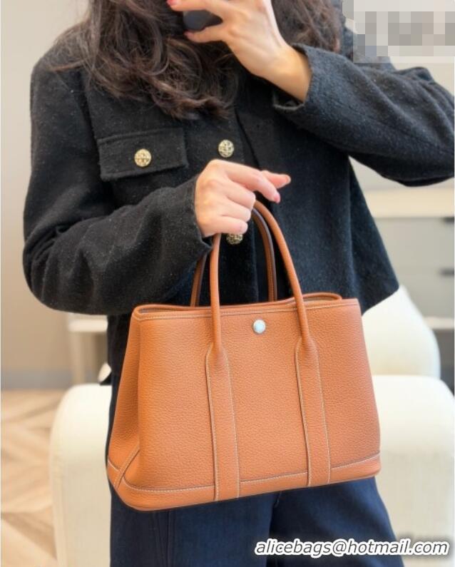 Buy Fashionable Hermes Garden Party Bag 30cm in Grained Leather 31001 Golden Brown 2026 (Half Handmade)