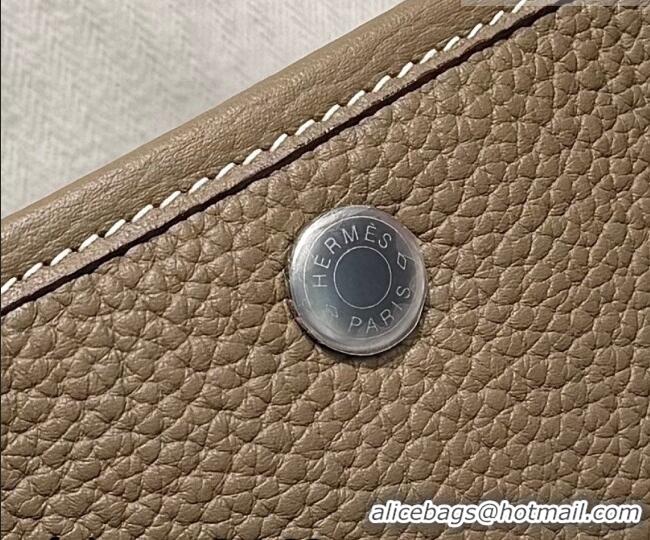 Famous Brand Hermes Garden Party Bag 30cm in Grained Leather 31001 Elephant Grey 2026 (Half Handmade)