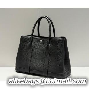 Top Quality Hermes Garden Party Bag 30cm in Grained Leather 31001 Black/Silver 2026 (Half Handmade)