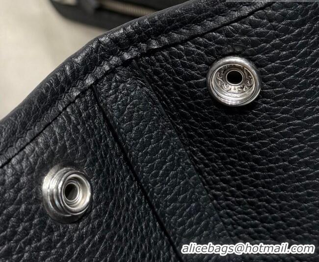 Top Quality Hermes Garden Party Bag 30cm in Grained Leather 31001 Black/Silver 2026 (Half Handmade)