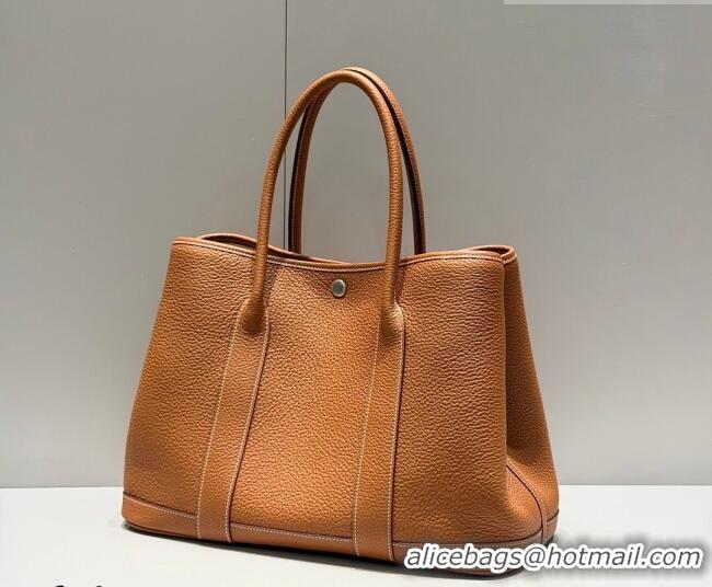 Super Quality Hermes Garden Party Bag 36cm in Grained Leather 31002 Golden Brown 2026 (Half Handmade)